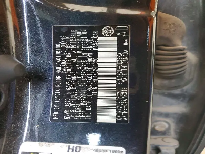 2019 TOYOTA COROLLA SE  