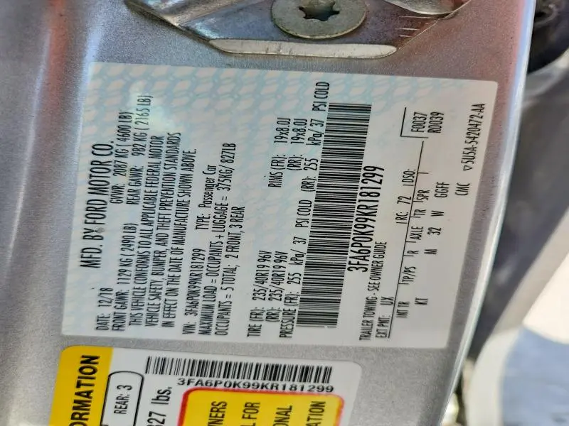 2019 FORD FUSION TITANIUM  