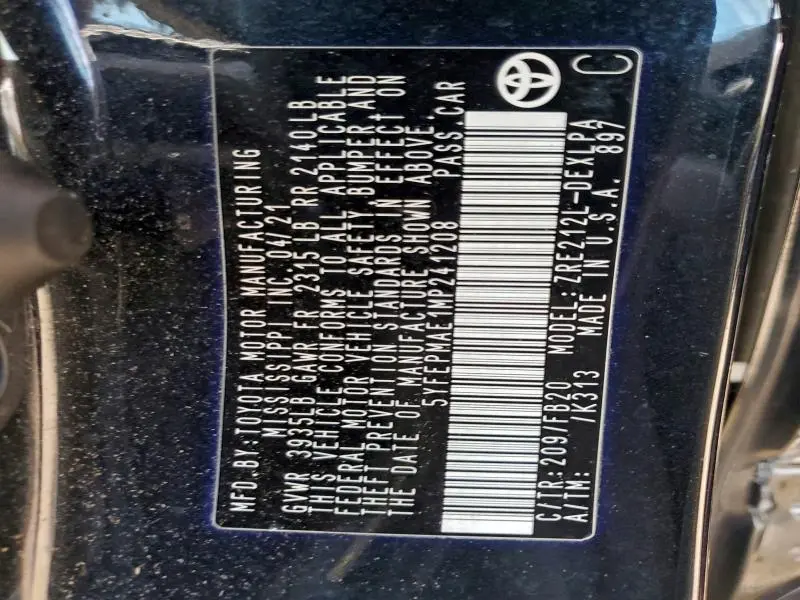 2021 TOYOTA COROLLA LE  