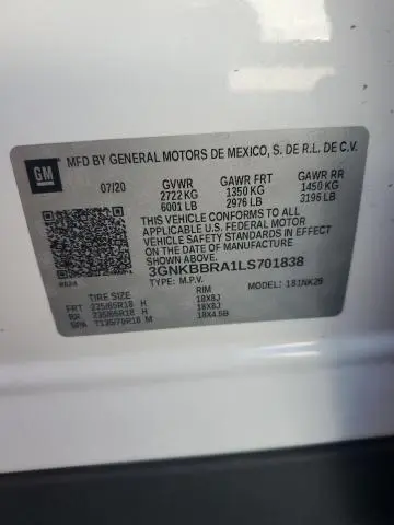 2020 CHEVROLET BLAZER 1LT  