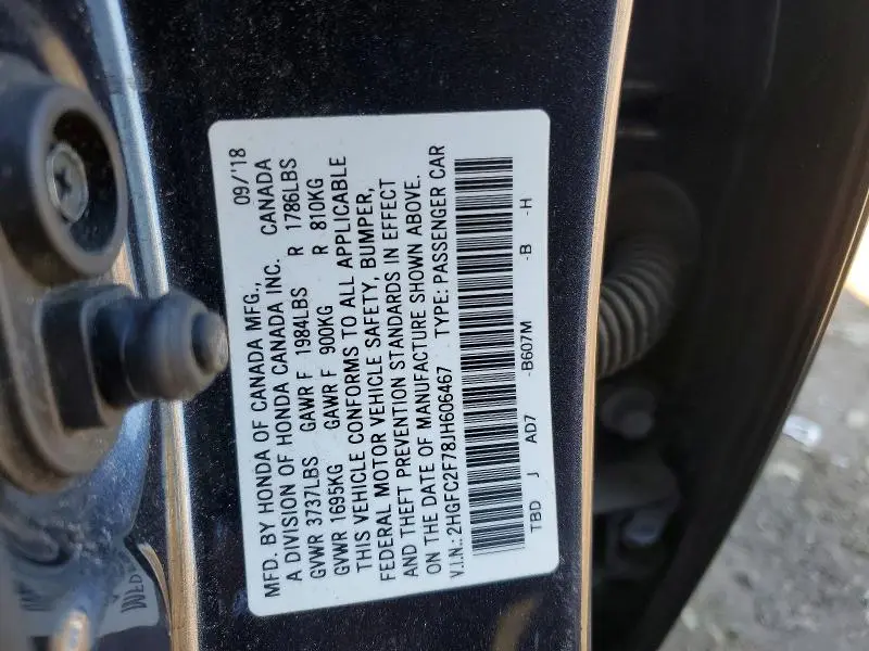 2018 HONDA CIVIC EX  