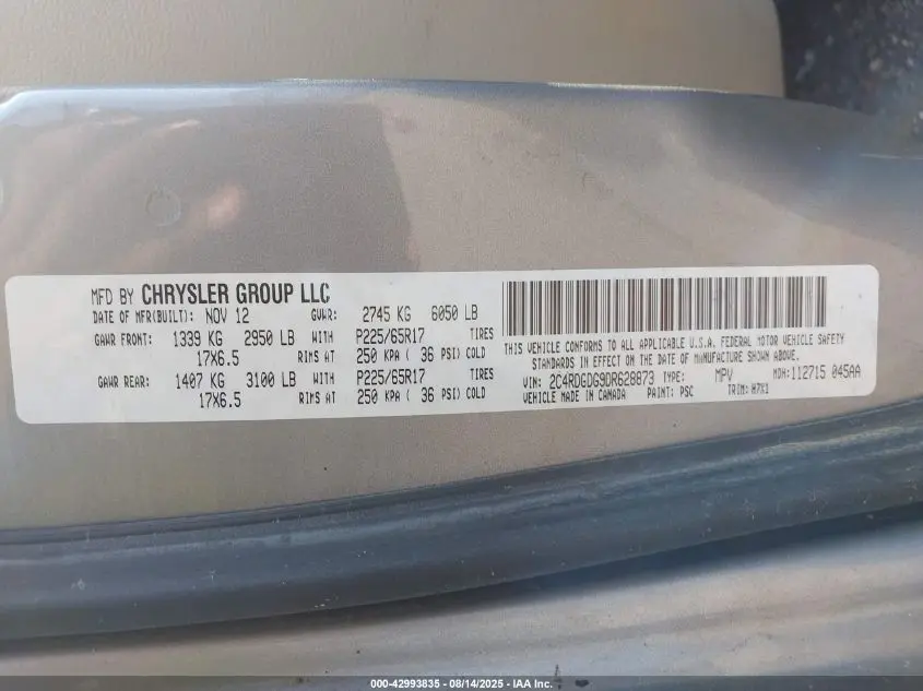 2013 DODGE GRAND CARAVAN CREW