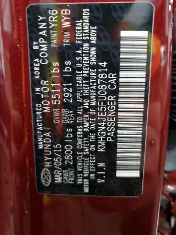 2015 HYUNDAI GENESIS 3.8L  