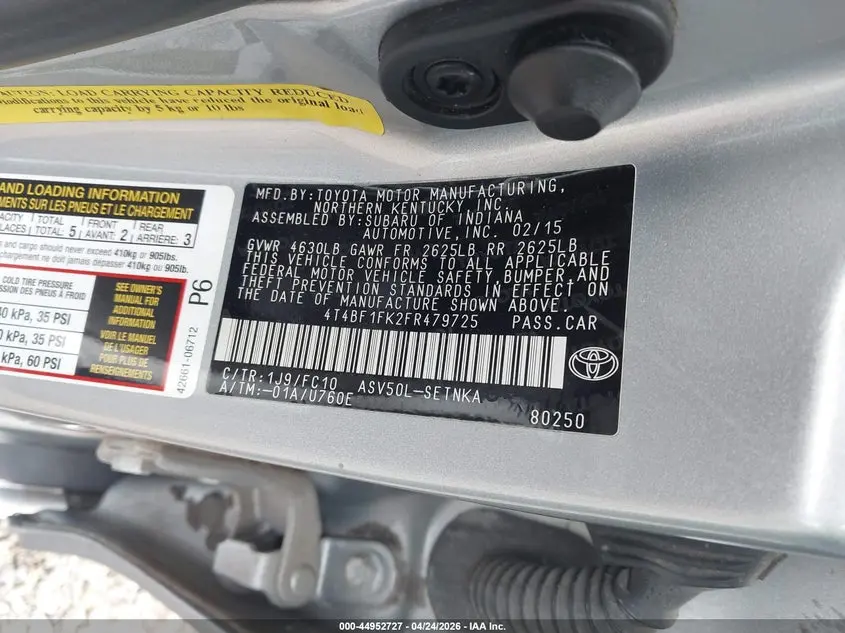2015 TOYOTA CAMRY LE