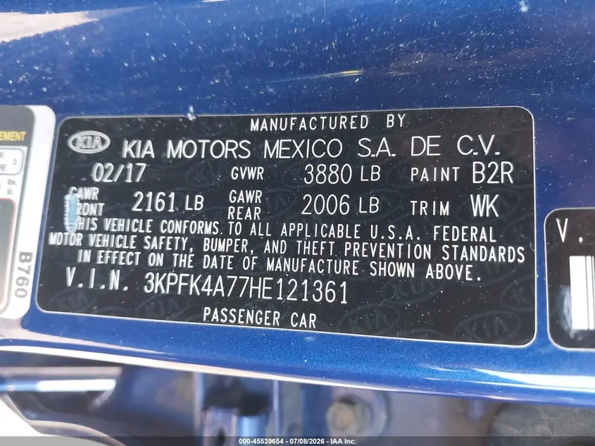2017 KIA FORTE LX