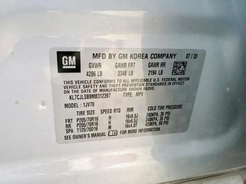 2021 CHEVROLET TRAX 1LT  