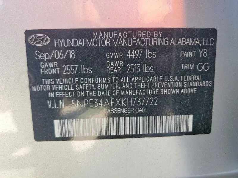 2019 HYUNDAI SONATA LIMITED  