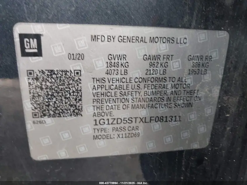2020 CHEVROLET MALIBU FWD LT