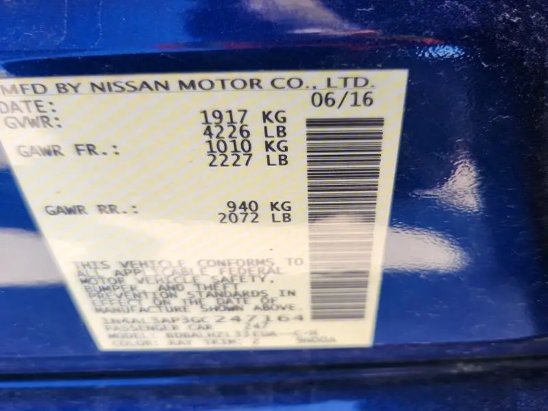 2016 NISSAN ALTIMA 2.5 SR  
