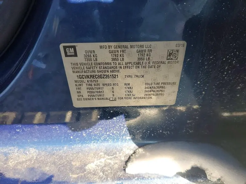 2016 CHEVROLET SILVERADO K1500 LT  