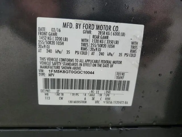 2016 FORD EXPLORER SPORT  