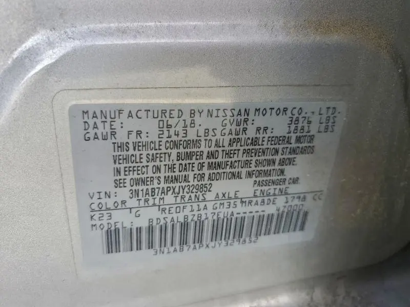 2018 NISSAN SENTRA S  