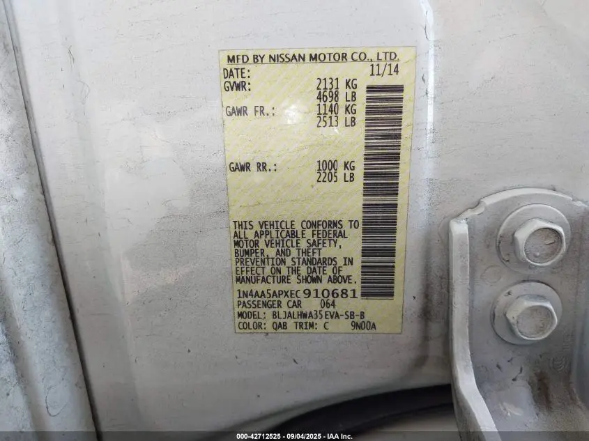 2014 NISSAN MAXIMA 3.5 SV