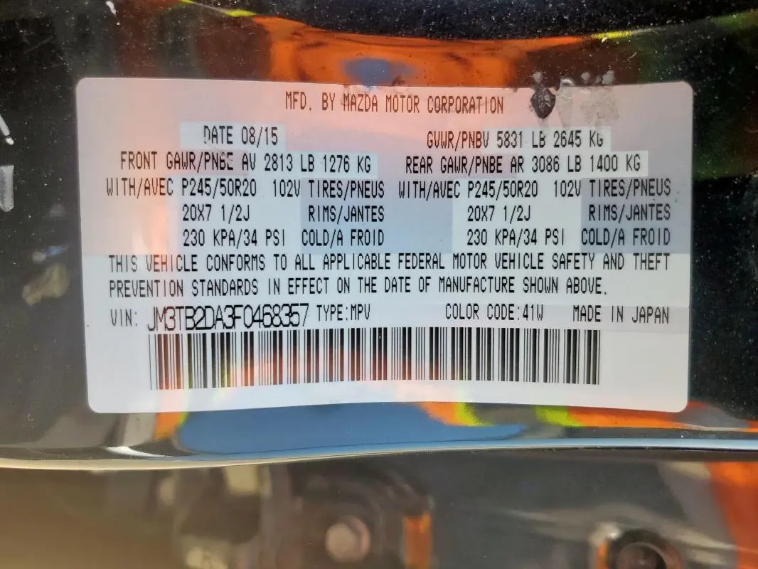 2015 MAZDA CX-9 GRAND TOURING  