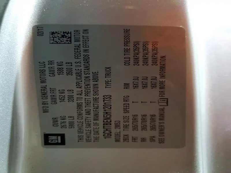 2017 CHEVROLET COLORADO   