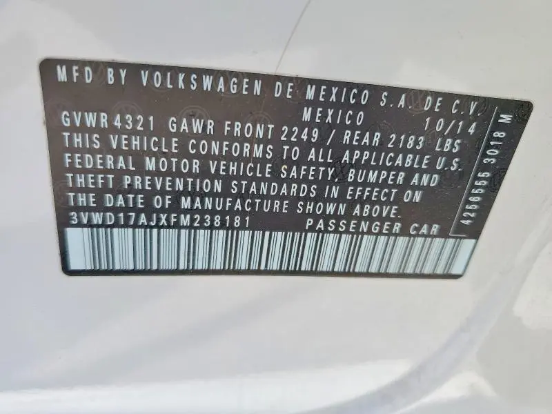 2015 VOLKSWAGEN JETTA SE  