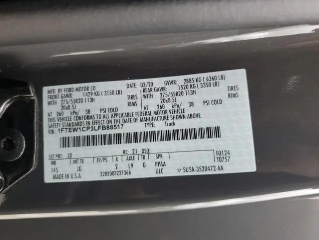 2020 FORD F150 SUPERCREW  