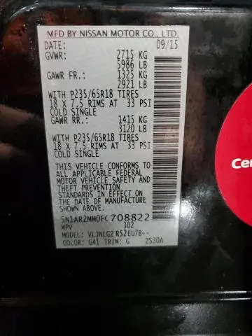 2015 NISSAN PATHFINDER S  