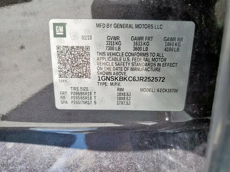 2018 CHEVROLET TAHOE K1500 LT  
