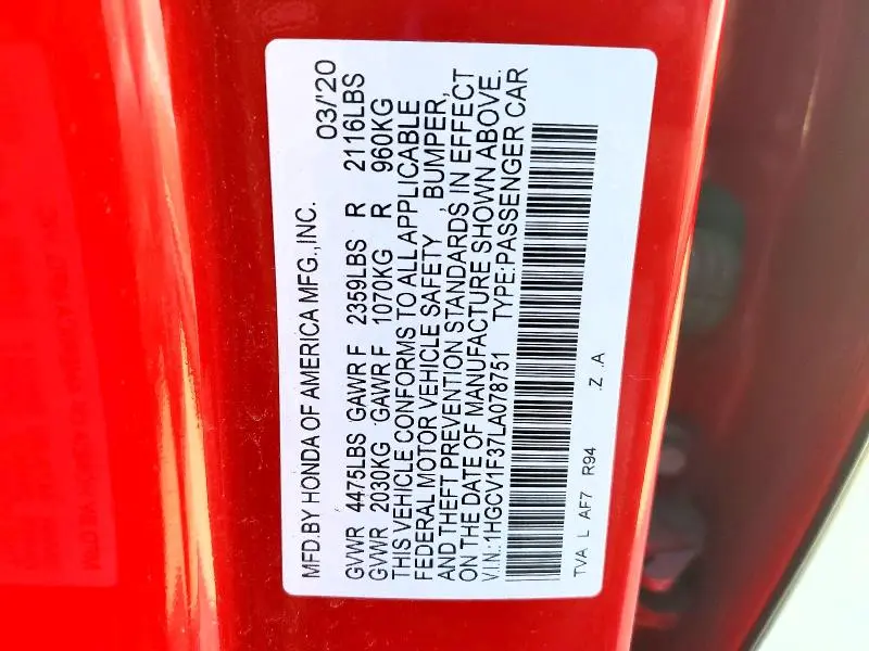 2020 HONDA ACCORD SPORT  