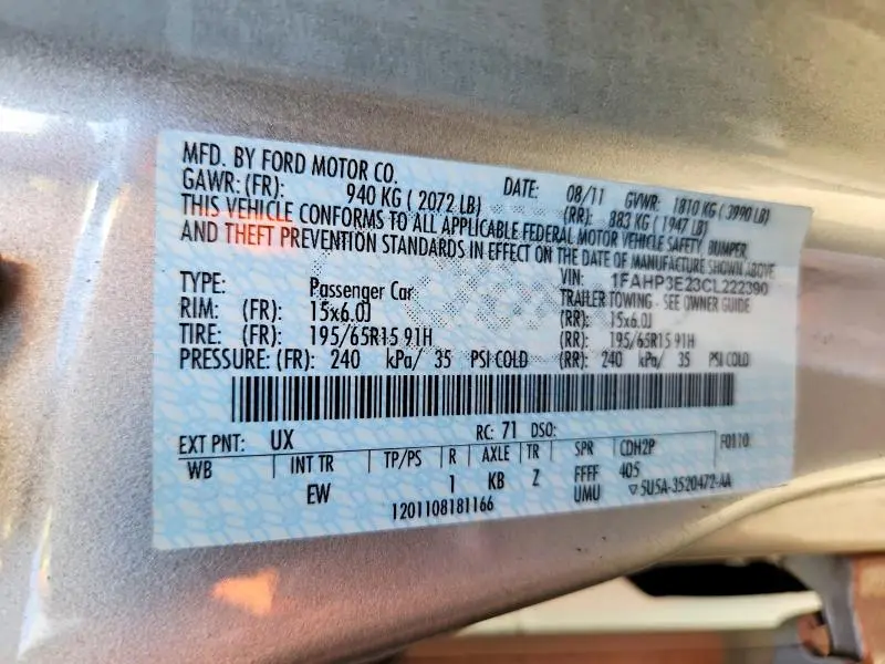 2012 FORD FOCUS S  