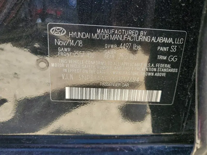 2019 HYUNDAI SONATA SEL  