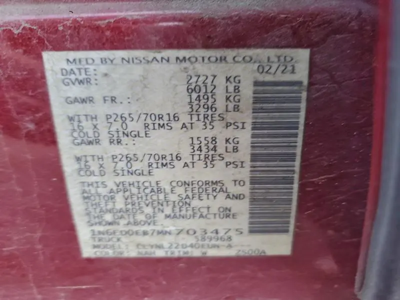 2021 NISSAN FRONTIER S  