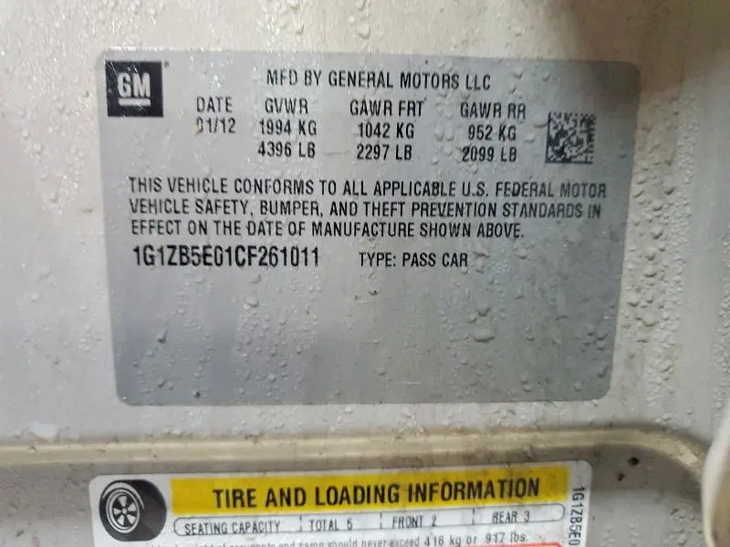 2012 CHEVROLET MALIBU LS  