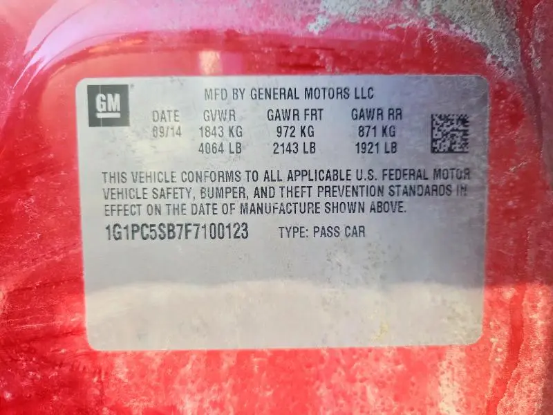 2015 CHEVROLET CRUZE LT  