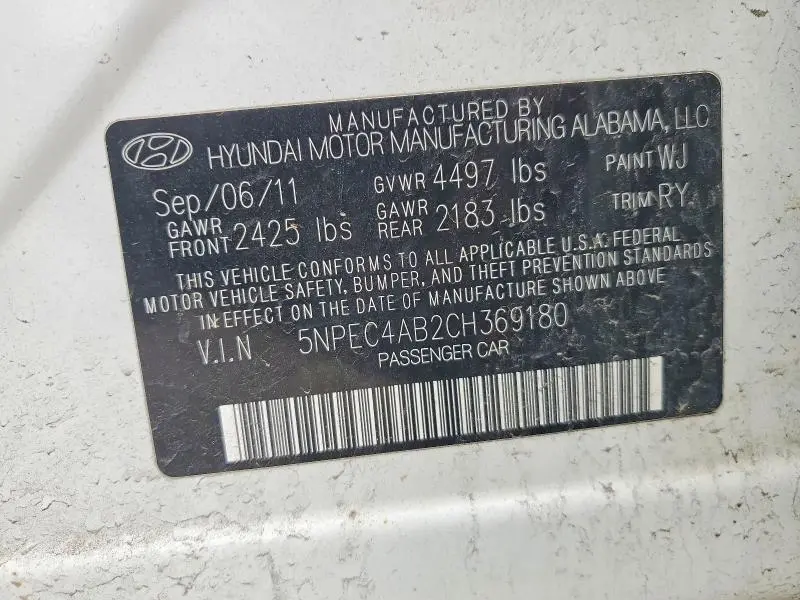 2012 HYUNDAI SONATA SE 2.0T  