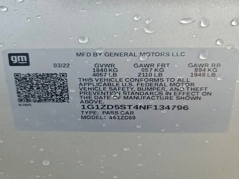 2022 CHEVROLET MALIBU LT  