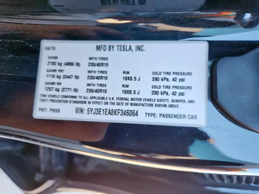 2019 TESLA MODEL 3   