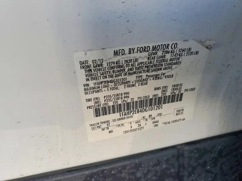 2013 FORD TAURUS SEL  