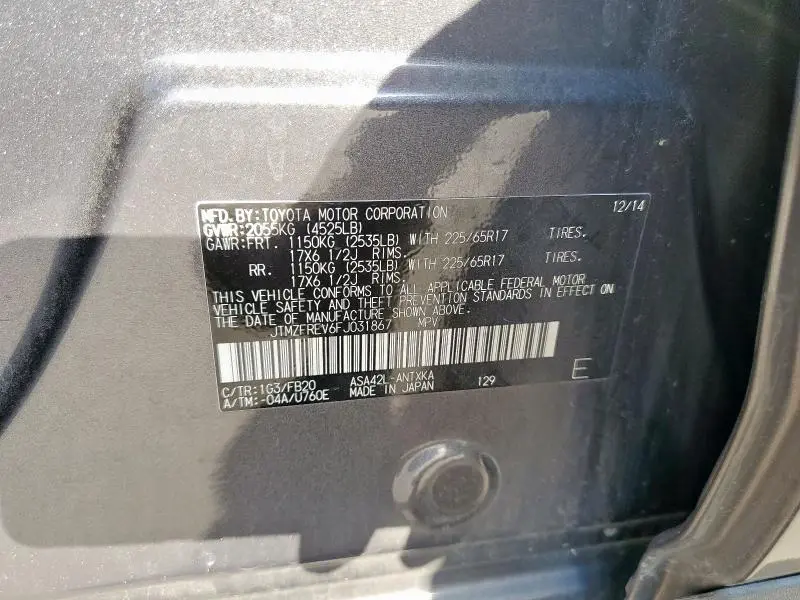 2015 TOYOTA RAV4 LE  