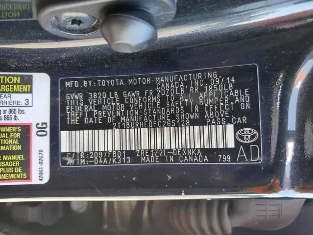 2015 TOYOTA COROLLA L  