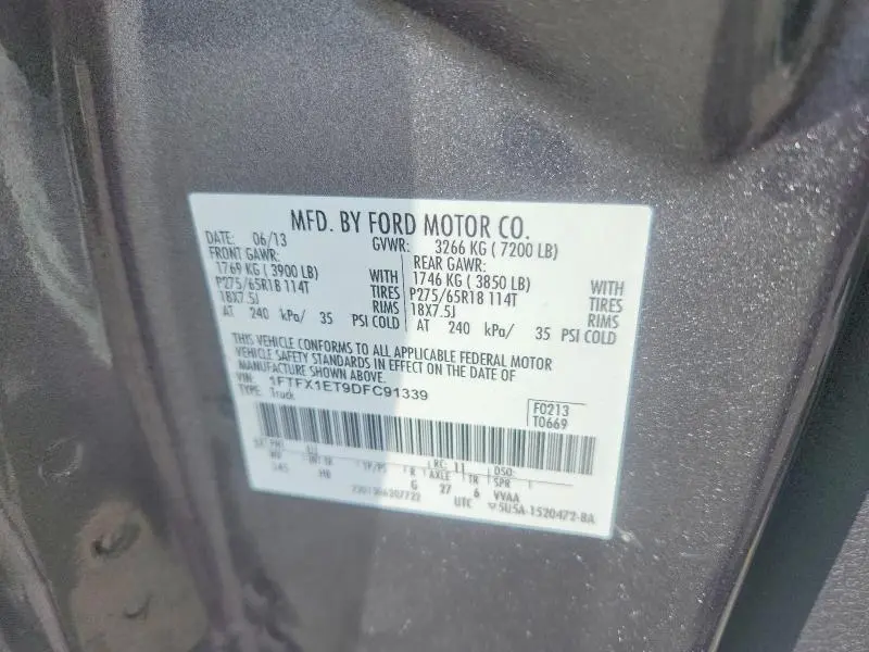 2013 FORD F150 SUPER CAB  
