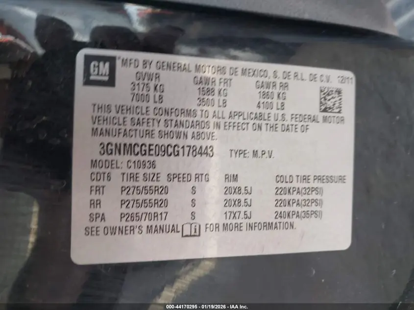 2012 CHEVROLET AVALANCHE 1500 LTZ