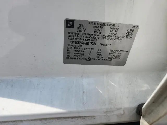 2016 CHEVROLET TAHOE K1500 LT  