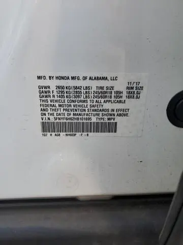 2017 HONDA PILOT EXL