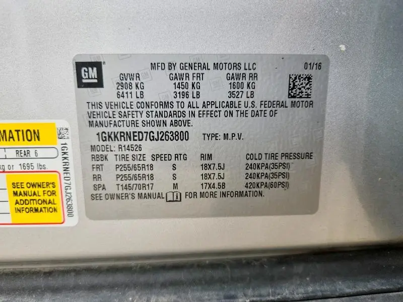 2016 GMC ACADIA SLE  