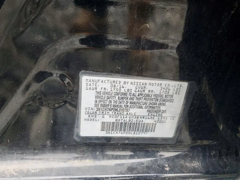 2017 NISSAN VERSA 1.6 SV  