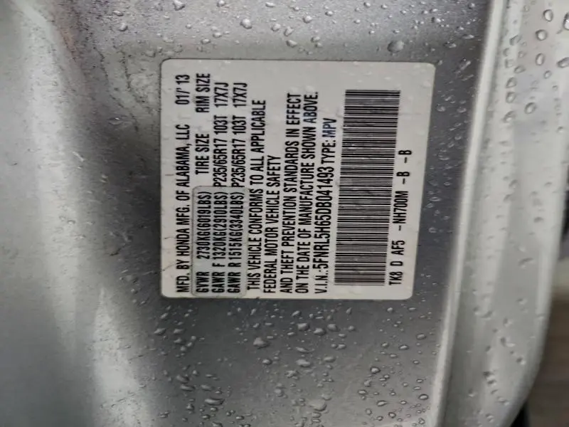 2013 HONDA ODYSSEY EXL  