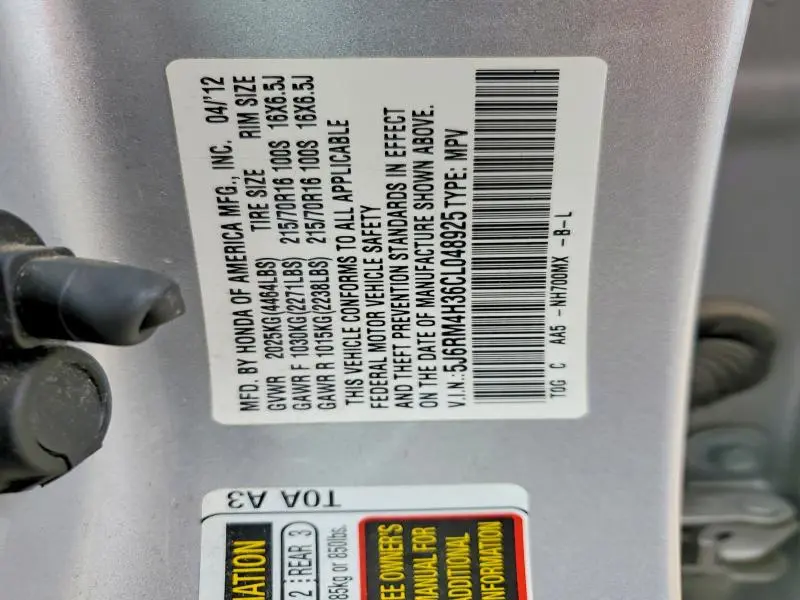 2012 HONDA CR-V LX  