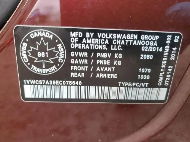 2014 VOLKSWAGEN PASSAT SEL  