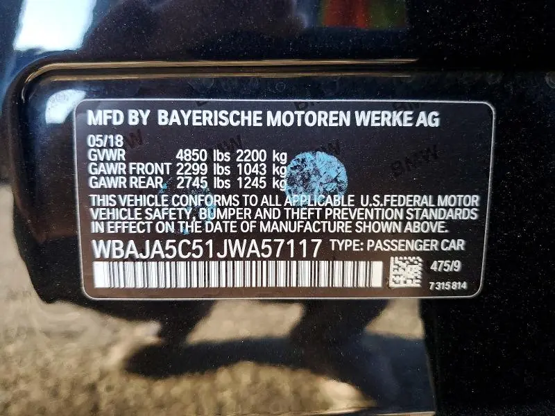 2018 BMW 530 I  