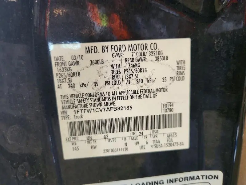 2010 FORD F150 SUPERCREW  