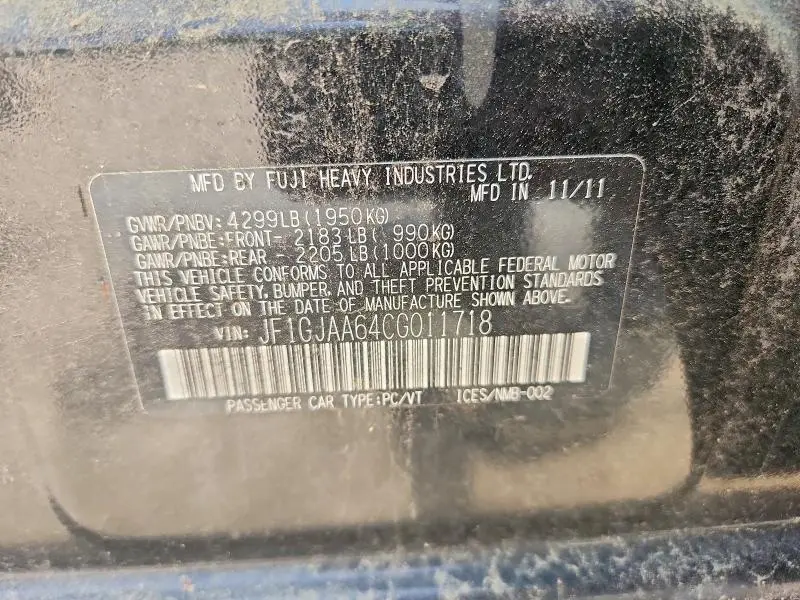 2012 SUBARU IMPREZA   