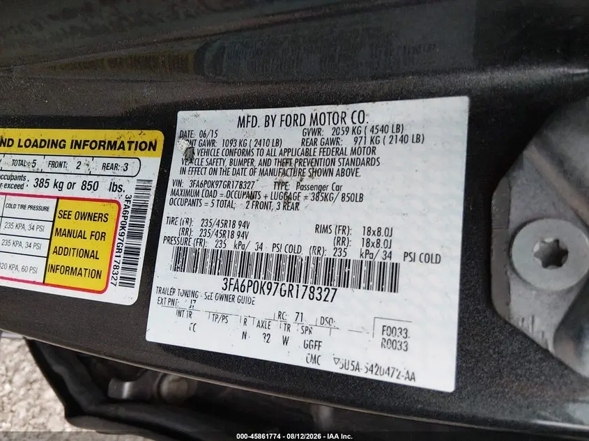2016 FORD FUSION TITANIUM