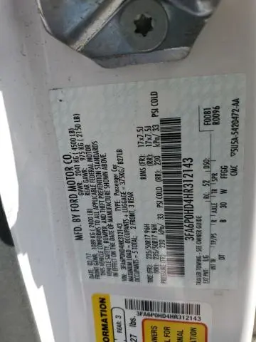 2017 FORD FUSION SE  