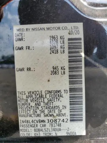 2021 NISSAN ALTIMA SR  